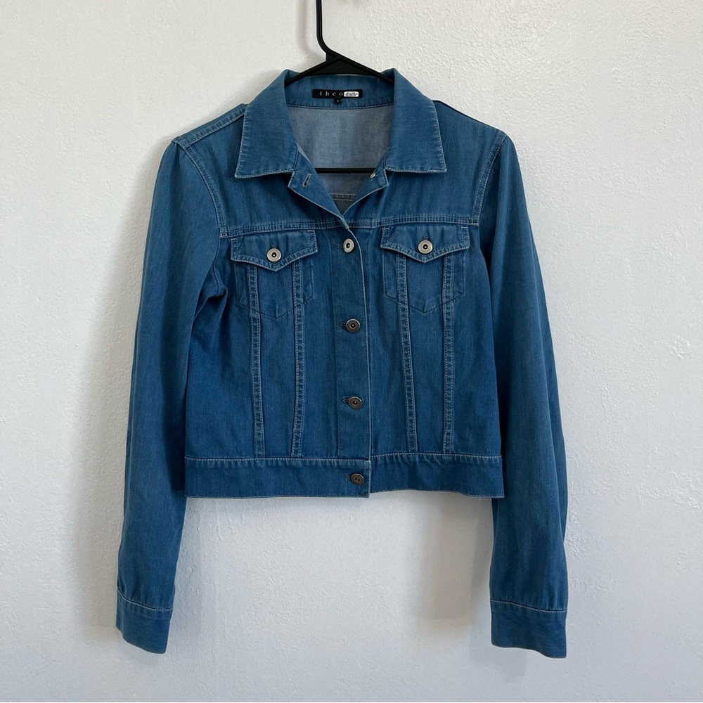 Theory Denim Collared Jacket Size Small